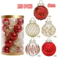 25 Pcs 60mm Christmas Ball Ornaments Tree Pendants Shatterproof Stuffed Decoration for Xmas Wedding Party(Red & Gold)