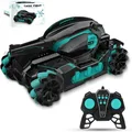 RC Tank Car 12Kmh for All Terrains Launch Water Bomb 2.4 Ghz Car with 180°Shooting 360°Rotating Road 4WD Age 6-8 ?Black-Green)