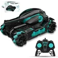 RC Tank Car 12Kmh for All Terrains Launch Water Bomb 2.4 Ghz Car with 180°Shooting 360°Rotating Road 4WD Age 6-8 ?Black-Green)