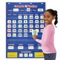 Calendar Pocket Chart Calendar Weather with 142 Spanish Flash Cards Classroom Teaching,Homeschooling (Blue)