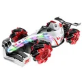 RC Stunt Car 4WD F1 Remote Control Car Rechargeable Spray of light Racing Play Car Gift for Kids Boys Girls-White