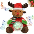 Christmas Reindeer Interactive Singing Animation Plush Animal Music Electric Stuffed Toy with Ball Children Gift (Elk)