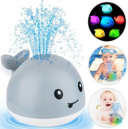 Baby Bath Toys, Whale Baby Toys, Automatic Sprinkler Bathtub Toys for Toddlers Infant Kids Boys Girls, Light Up Bath Toys, Bathtub Toys Pool Bathroom Shower Toy (Whale)