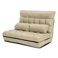 Lounge Couch Sofa Double Bed Leather GEMINI BEIGE