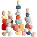 36 PCs Wooden Sorting Stacking Rocks Balancing Stones ,Educational Preschool Learning Montessori Toys, Building Blocks Game for Kids Age3+ Years Boy and Girl Birthday Gifts