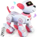RC Robot Electronic Dog Pets Programmable Interactive Smart Dancing Walking Voice Control Gifts for Kids Age 3+?Pink)