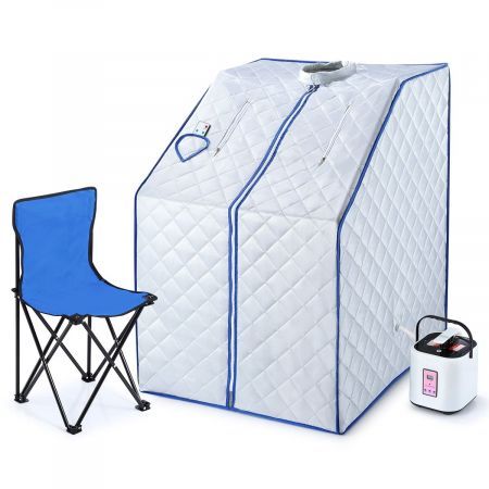 Portable Anti-Germ Steam Sauna Home Spa Set W/9 Temp Control Steam Pot, Anti-Odour Enclosure,Chair