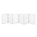 PaWz Wooden Pet Gate Dog Fence Safety Stair Barrier Security Door 6 Panels White
