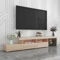 240cm TV Stands Cabinet 3 Drawers Entertainment Unit Wood Storage Shelf - OAK