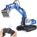 Remote Control Excavator Toys for Boys,Rc Excavators Metal Shovel for Kids Age 3+, Birthday Gifts Ideas, 1/18 Scale 2.4Ghz (Blue)
