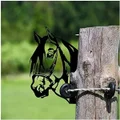 Farm Peeping Animals Peeping Horse Metal Art Sculpture, Farm Wall Hanging Decors Silhouette Sign