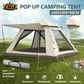 OGL 4 Person Tent Camping Instant Pop Up Family Beach Sun Shade Shelter Waterproof 240x240x160cm Creamy White