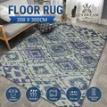 Large Area Rug Living Room Carpet Floor Mat Bedroom Non Slip Blue Nursery Office Dining Washable Retro 200x300cm