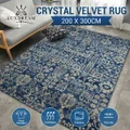 Large Area Rug Floor Mat Carpet Living Room Bedroom Nursery Non Slip Blue Washable Office Soft Velvet Moroccan 200x300cm
