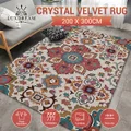 Large Area Rug Carpet Living Room Bedroom Floor Mat Non Slip Washable Nursery Office Soft Velvet Red Retro 200x300cm
