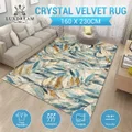 Area Rug Large Floor Mat Carpet Living Room Bedroom Non Slip Nursery Office Washable Soft Velvet Leaves 160x230cm