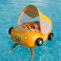 Toddler Pool Float Inflatable Car Baby Swim Float with Adjustable Sun Canopy Seat Pool Toys for Kids 6-72 Months(Orange)
