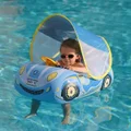 Toddler Pool Float Inflatable Car Baby Swim Float with Adjustable Sun Canopy Seat Pool Toys for Kids 6-72 Months(Blue)