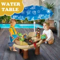 Water Table Pool Toy Sand Beach Boat Play Game Activity Centre for Kids Bubble Spray Playset with Umbrella