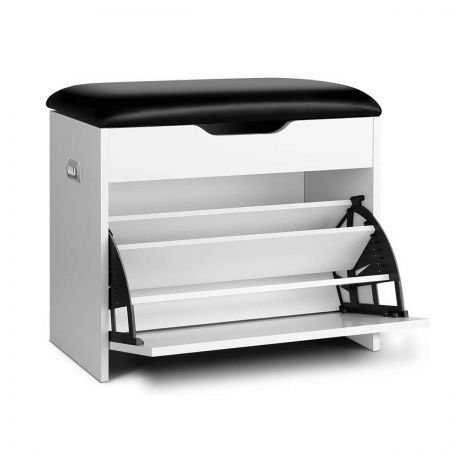 3 Tier Shoe Cabinet Storage Stool - White