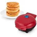 Mini Maker for Individual Waffles,Hash Browns,Keto Chaffles with Easy to Clean,Non-Stick Surfaces,4 Inch (Red)