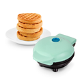 Mini Maker for Individual Waffles,Hash Browns,Keto Chaffles with Easy to Clean,Non-Stick Surfaces,4 Inch (Aqua)
