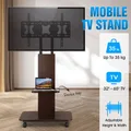TV Floor Stand Mount Mounting Bracket Mobile Rolling Cart Holder for 32 to 65 Inch TV Height Adjustable LCD LED