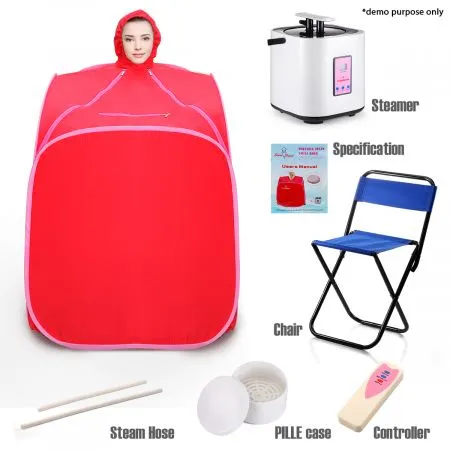Pressure-Relieve Portable Steam Sauna Tent Home Spa Treatment W/ Hat, Remote Control