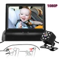 Baby Car Mirror Camera 4.3'' HD Display for Car Back Seat Full View Infant Night Vision Rear Facing Seat for Baby-1080P