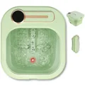 Heated Foot Spa,Foot Bath Spa with Heat and Massage Collapsible Foot Bath Massager with 2 Massage Rollers,Bubbles,Vibration and Medicine Box. Foot Massager Spa for Tired Feet (Green)