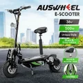 Electric Scooter E-scooter Auswheel Adults Folding Motorised Commuting Vehicle 500W with Seat Disc Brake Black Grey