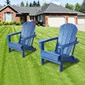 EHOMMATE HDPE Folding & Painted Outdoor Adirondack Chair Weather Resistant Navy Blue