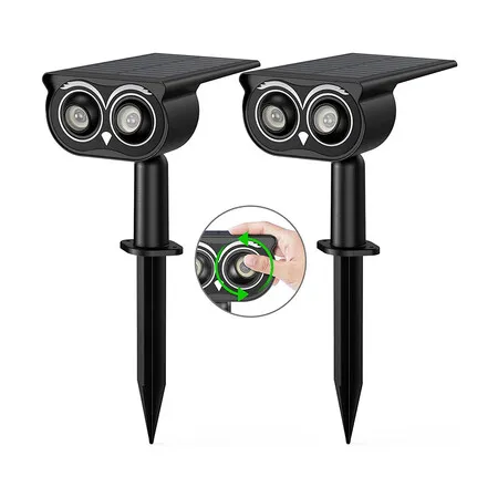 Solar Outdoor Lights Waterproof, 360° Adjustable Beam Solar Landscape Lights, Garden Solar Spot Lights for Yard Trees Flag 2 Pack