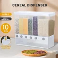 Cereal Rice Dispenser Box Dry Food Flour Storage Grain Container Candy Bin 10kg Wall Mounted Freestanding 5 Partitions Measuring Tray