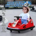Kids Bumper Car RC Electric Ride On Toy Remote Control Race Vehicle Music LED 360 Degree Spin Steering Wheel Twin Motor DIY Stickers Red