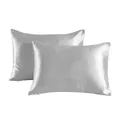 Satin Pillowcase Set of 2 Silk Pillow Cases for Hair and Skin Satin Pillow Covers 2 Pack with Envelope Closure (51*66cm Light Grey)