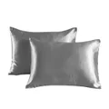 Satin Pillowcase Set of 2 Silk Pillow Cases for Hair and Skin Satin Pillow Covers 2 Pack with Envelope Closure (51*66cm Dark Grey)