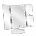 Tri-Fold Lighted Vanity Mirror with 22 LED Lights Touch Screen 3X/2X/1X Magnification Make Up Mirror-White