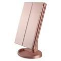 Tri-Fold Lighted Vanity Mirror with 22 LED Lights Touch Screen 3X/2X/1X Magnification Make Up Mirror-Rose Gold