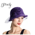 Poly Beret French Hat Wool Beret with Veil for Wedding Party Tweed Cap Fascinator SlatePurple