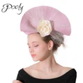 Poly Flax Fascinator Floral Occasion Hat Cocktail Tea Party Headwear Rose Pink