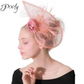 Poly Fascinator Floral with Veil Occasion Hat Cocktail Tea Party Headwear Champagne