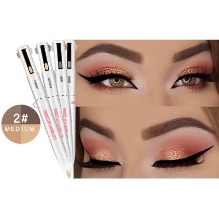 4-in-1 Easy to Wear Eyebrow Contour Pen Waterproof Defining Highlighting Eyebrow Pencil Col.Medium 2