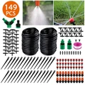 30M 149PCS Plant Watering Mist Cooling Irrigation System Hose Nozzles sprinklers Automatic KITS for Garden, Greenhouse, Patio, Lawn