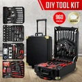 960-Piece Tool Kit Trolley Case 4-Tier Organiser Home Repair Storage Toolbox Set Black