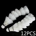 LUD 12Pcs Training White Goose Feather Badminton Shuttlecocks
