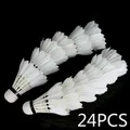 24Pcs Training White Goose Feather Badminton Shuttlecocks