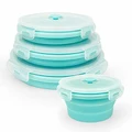 1 Set of 4pcs Round Collapsible Silicone with Airtight Lids for Kitchen, Microwave and Freezer safe