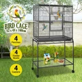 Large Bird Cage Aviary Budgie Parrot Canary House Pet Cockatiel Flight Enclosure Perches on Wheels Indoor Wrought Iron