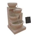 Solar Power Four-Tier Water Fountain Feature with LED Light - Sand Beige